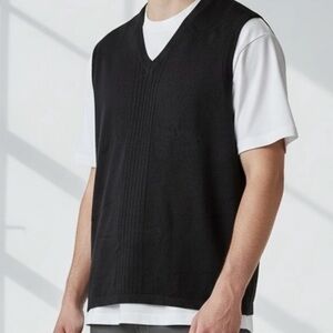 A.Adams & Spire Men’s Vintage Y2K Black Pullover Sweater Vest Large Acrylic